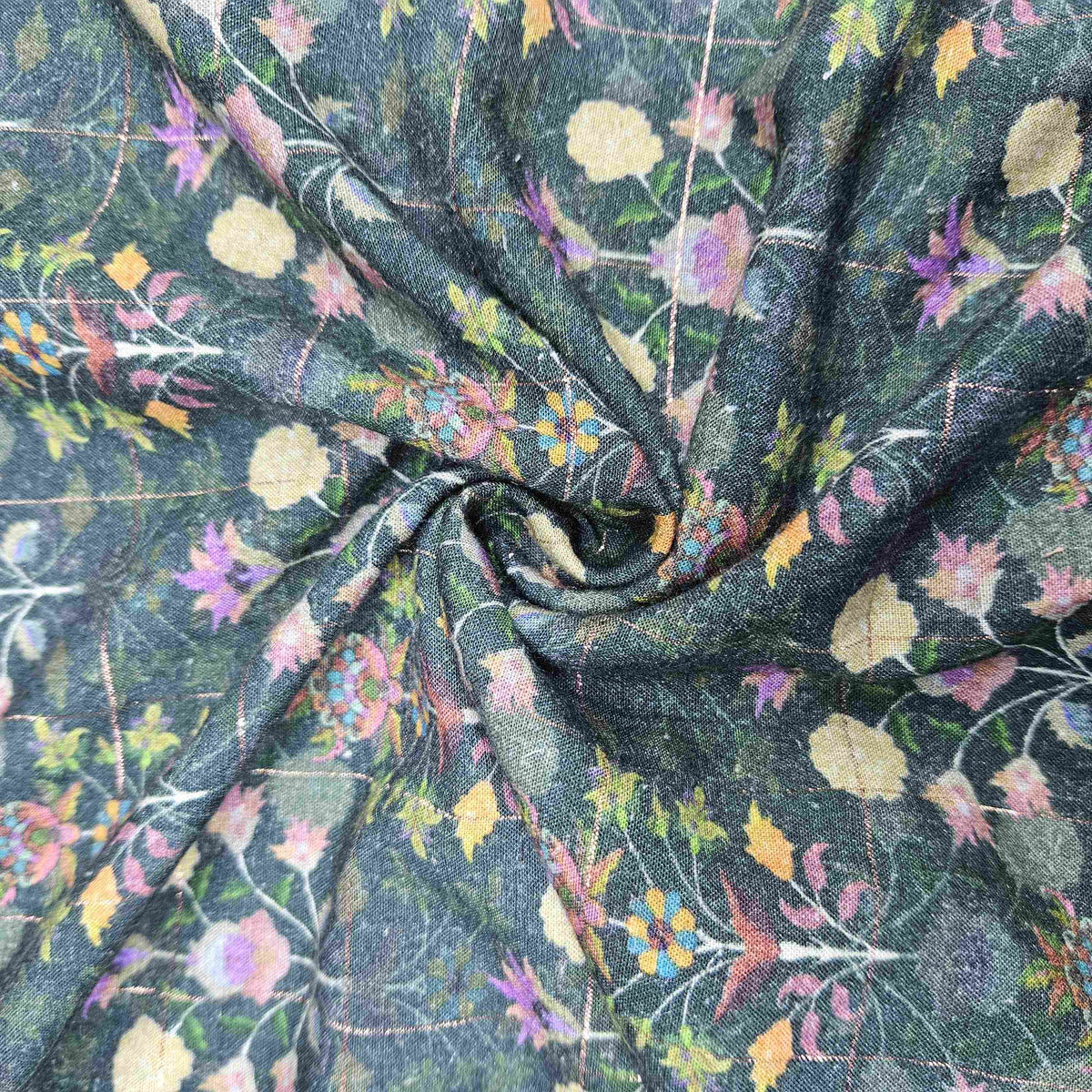 Dark Green Floral Lurex Pashmina TU-1000-28 – image 3 of 3
