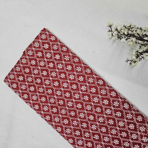 Red Floral Embroidery Raw Silk TU-1000-7