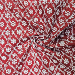 Red Floral Embroidery Raw Silk TU-1000-7 – image 3 of 3