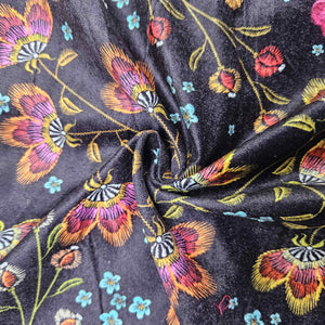 Black Floral Print Velvet TU-1000-8 – image 3 of 3