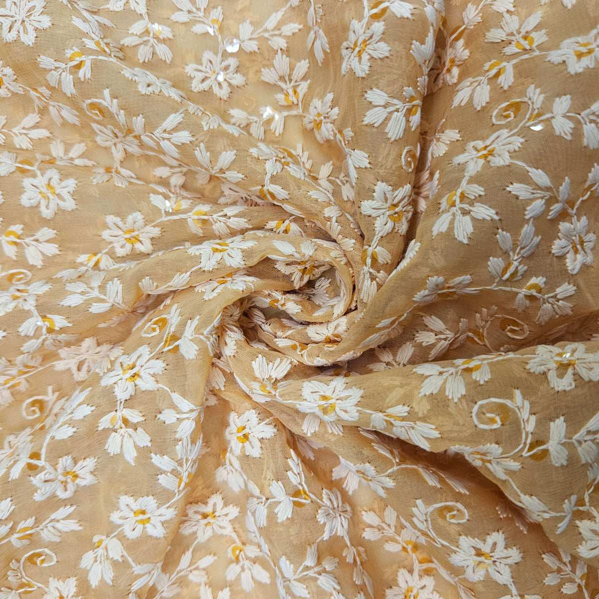 Orange Floral Thread Embroidery Georgette TU-1000-13 – image 3 of 3