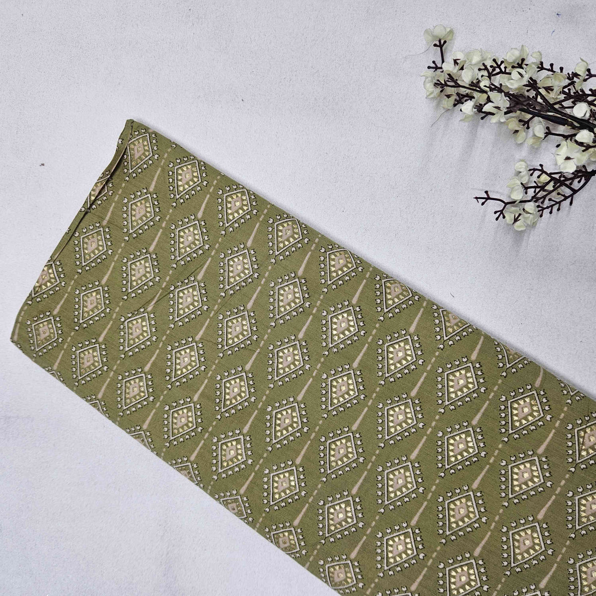 Cream Ajrakh Print Rayon TU-1000-4