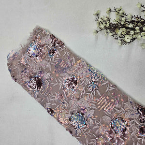 Pink 3D Floral Embroidery Net Fabric TU-1000-27