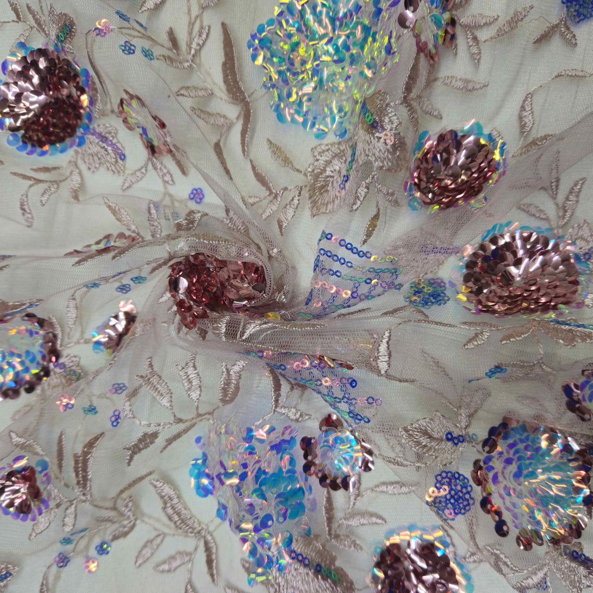 Pink 3D Floral Embroidery Net Fabric TU-1000-27 – image 3 of 3