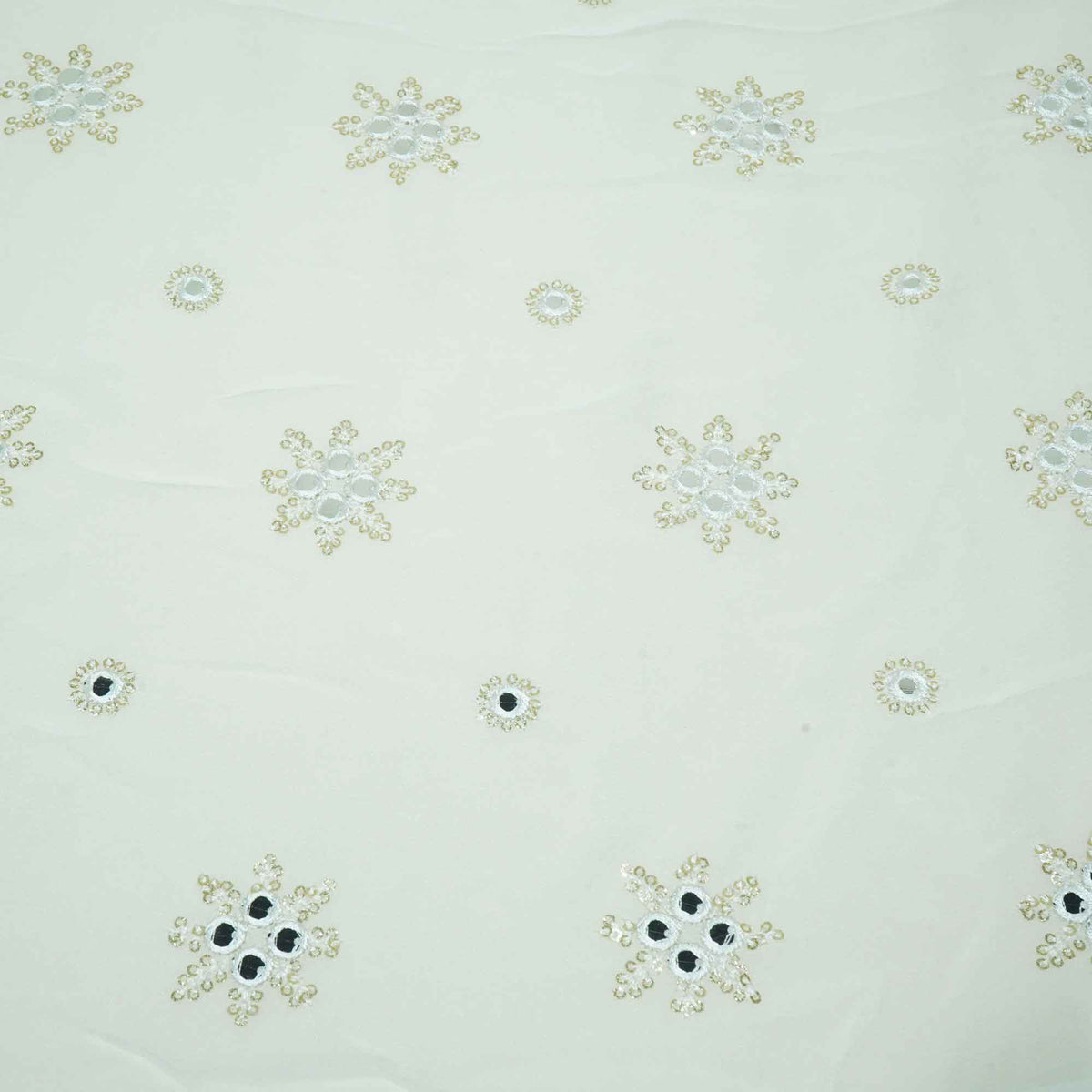 White Thread Sequins Embroidery Georgette Dyeable Fabric 1458 VPC-20301  