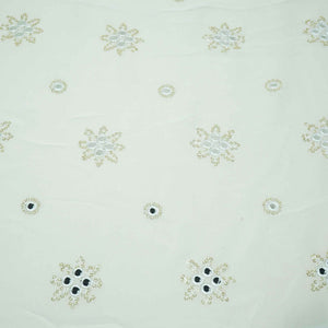 White Thread Sequins Embroidery Georgette Dyeable Fabric 1458 VPC-20301  