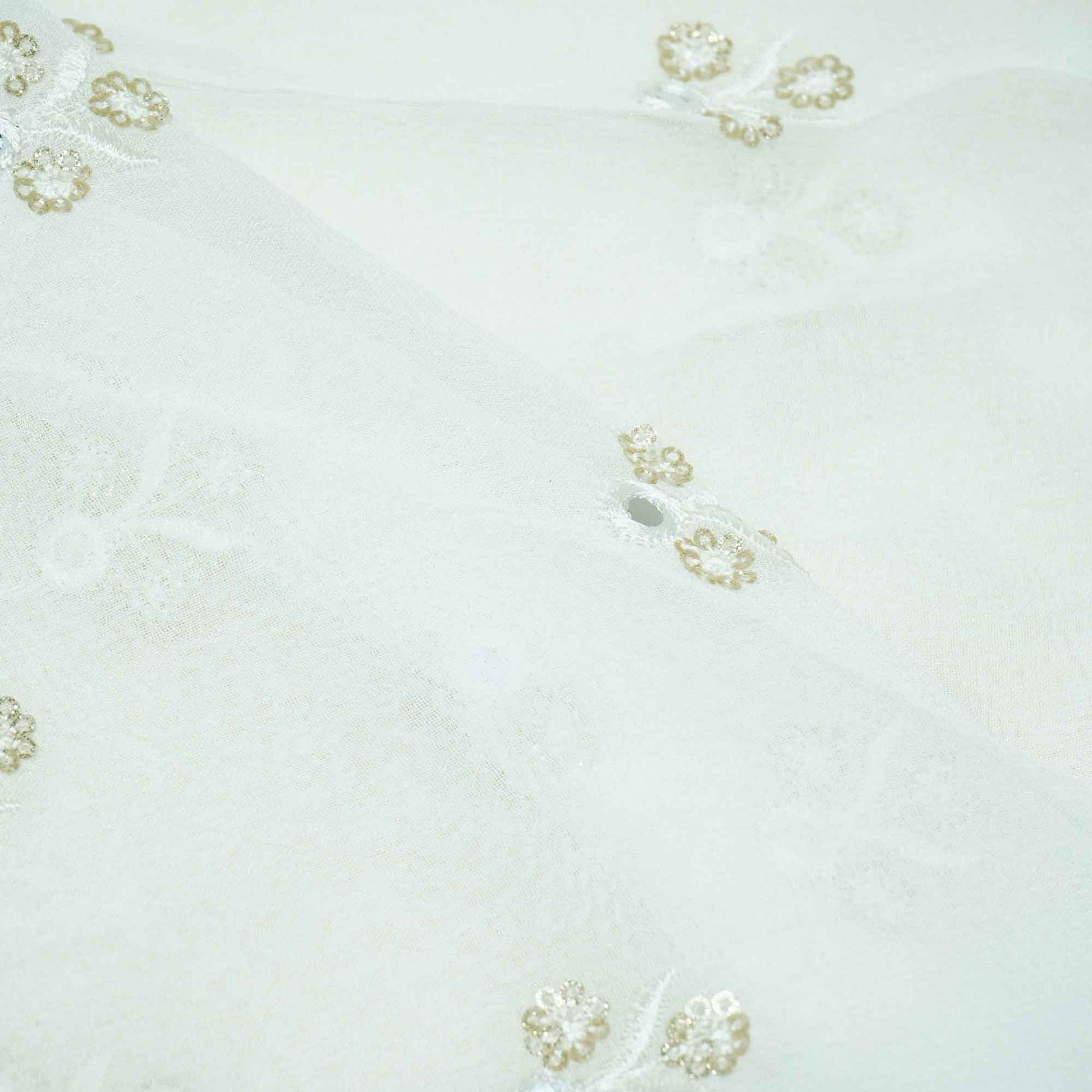 White Thread Sequins Embroidery Georgette Dyeable Fabric 1458 VPC-20306  
