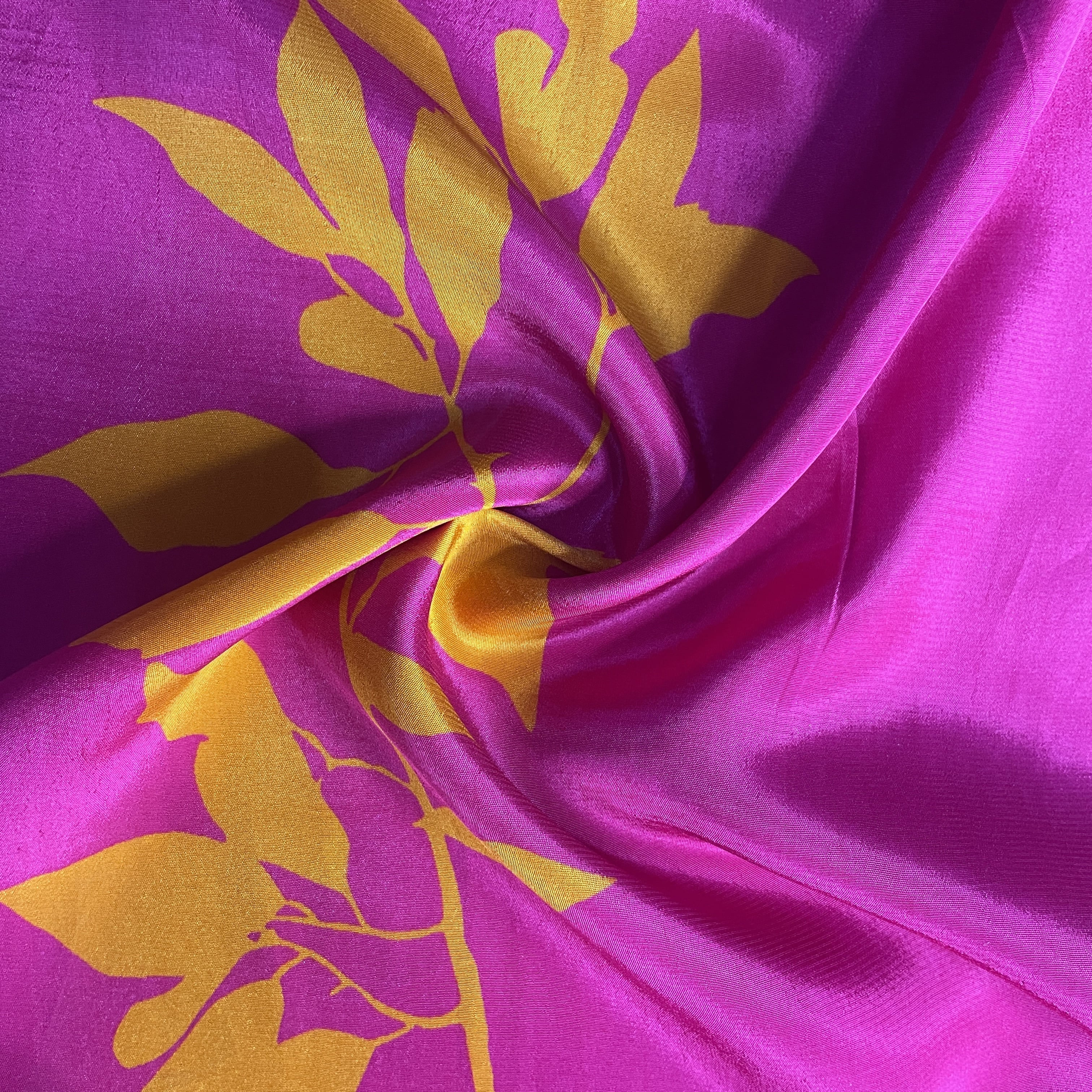 Pink Tropical Print Natural Crepe 20331