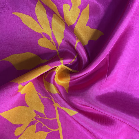 Pink Tropical Print Natural Crepe 20331