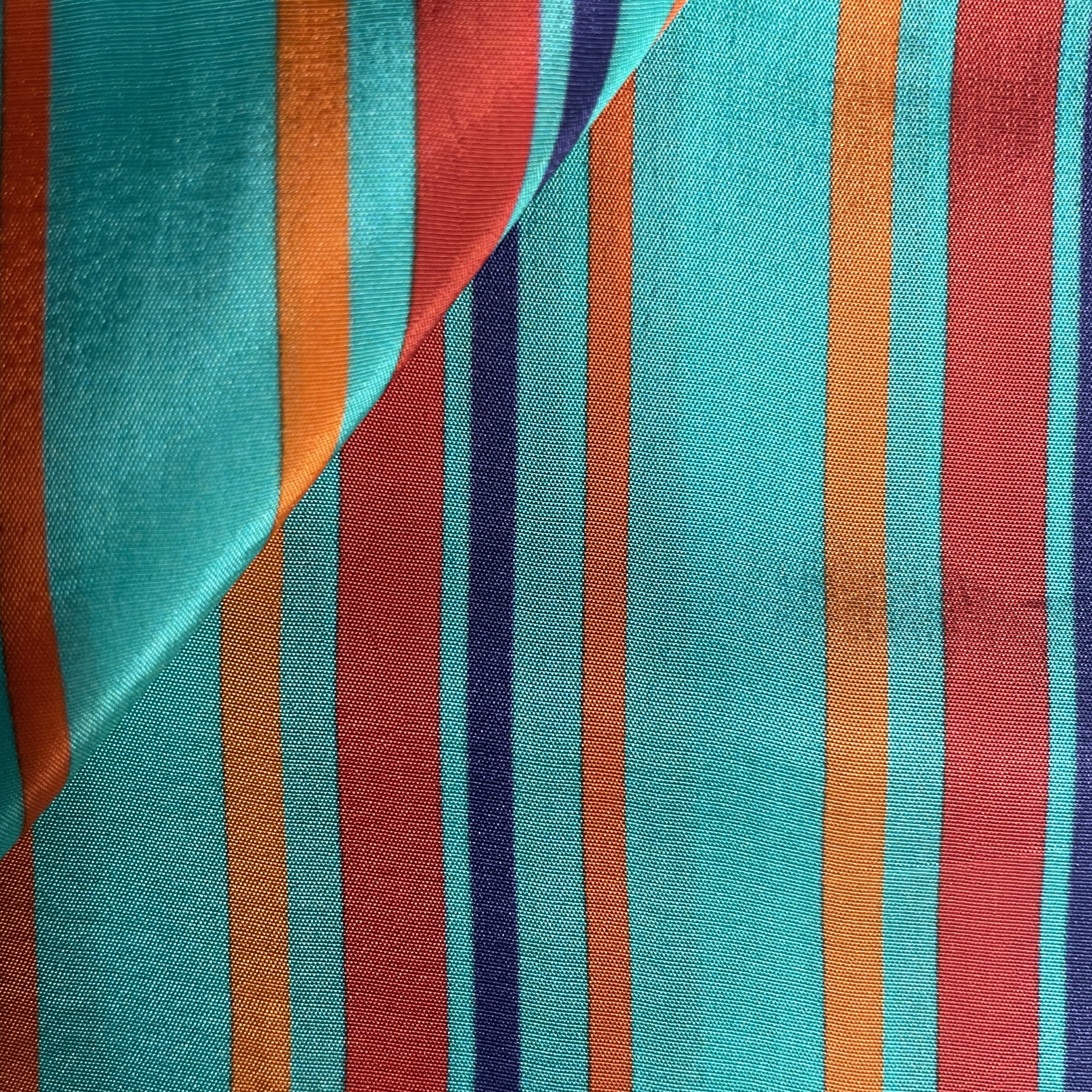 Green Stripes Print Natural Crepe 20334