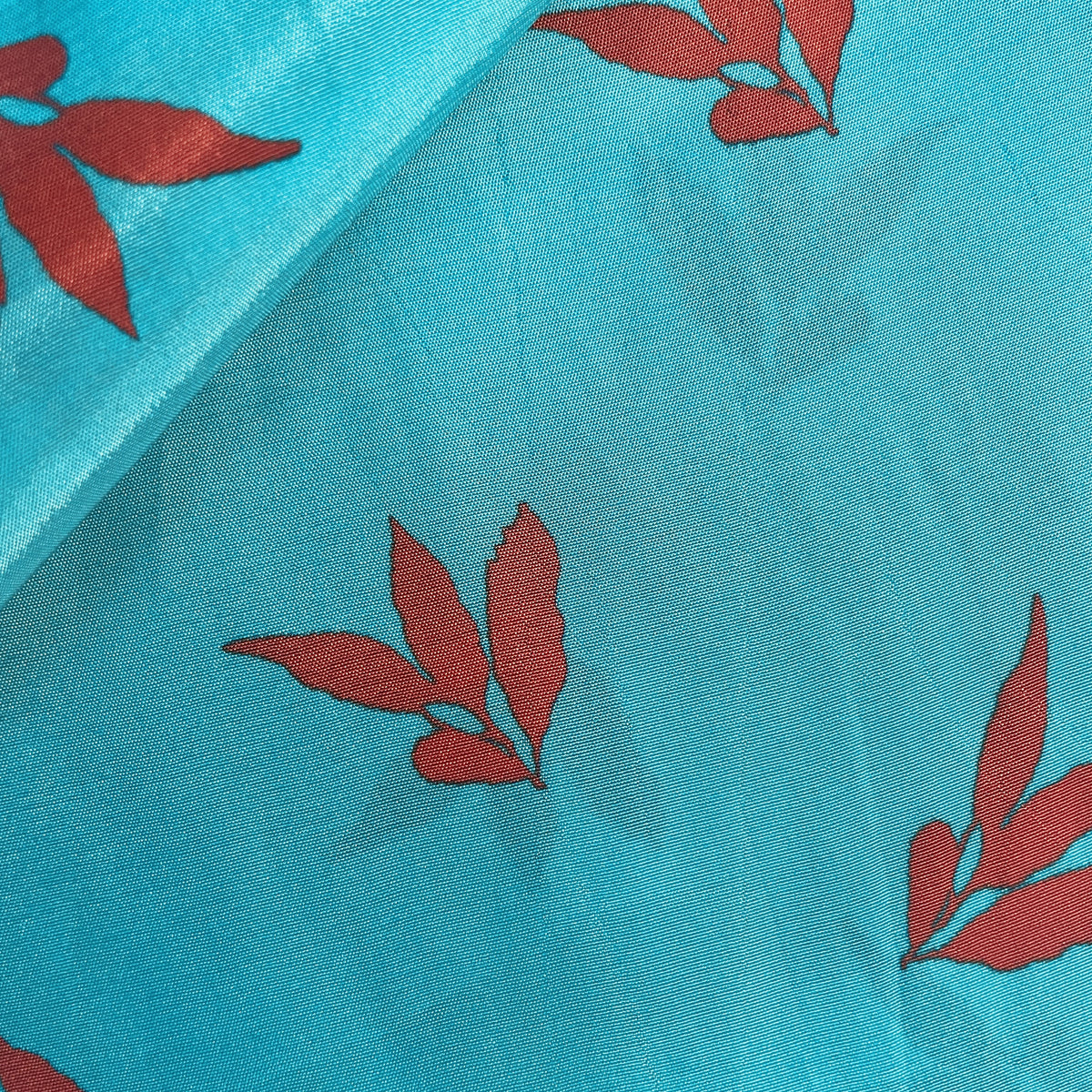 Sea Green Tropical Print Natural Crepe 20340