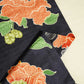 Navy Blue Floral Print Tusser Silk Fabric 3542 GT-20351