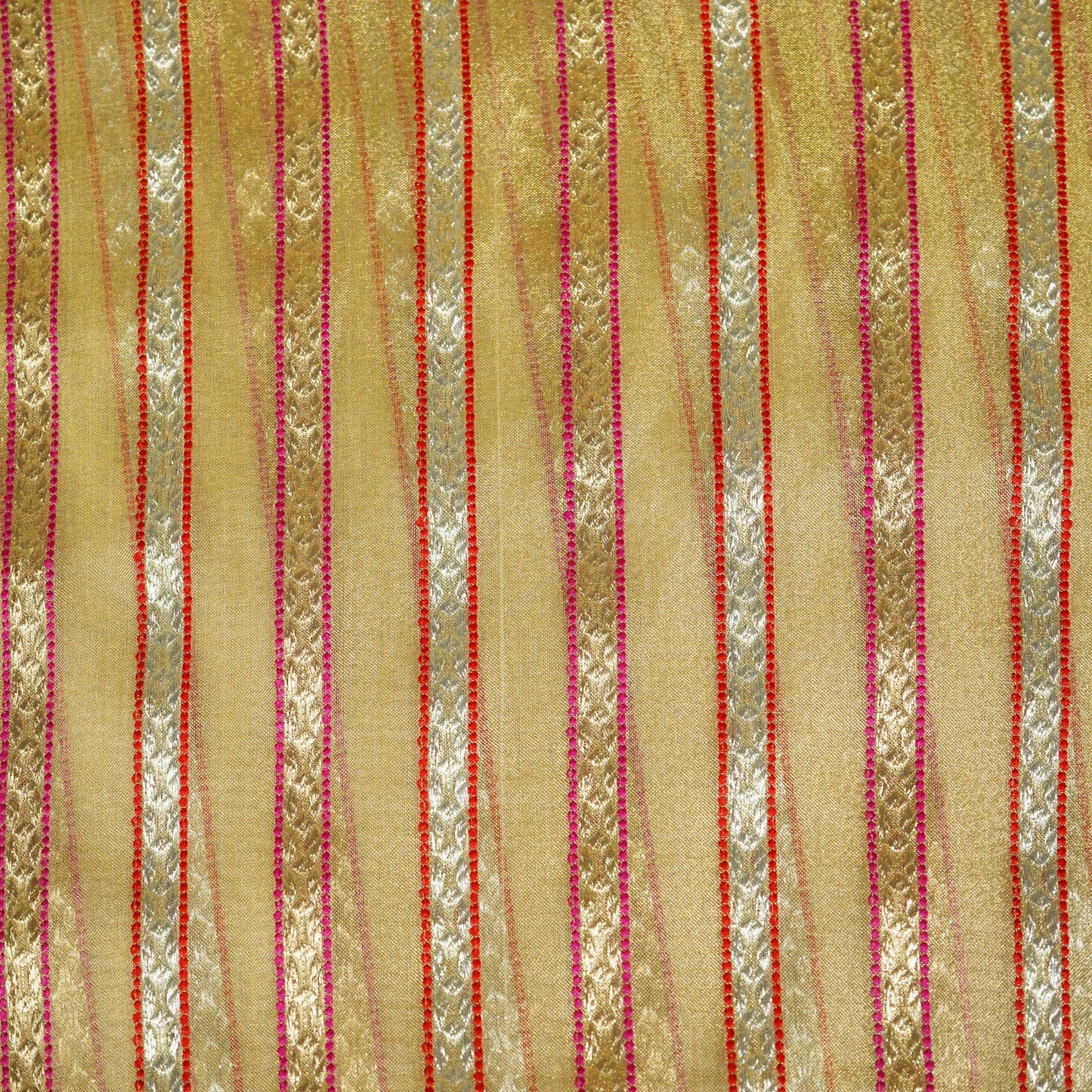 Golden Red and Pink Stripes Tissue Fabric 401 KRE-20387