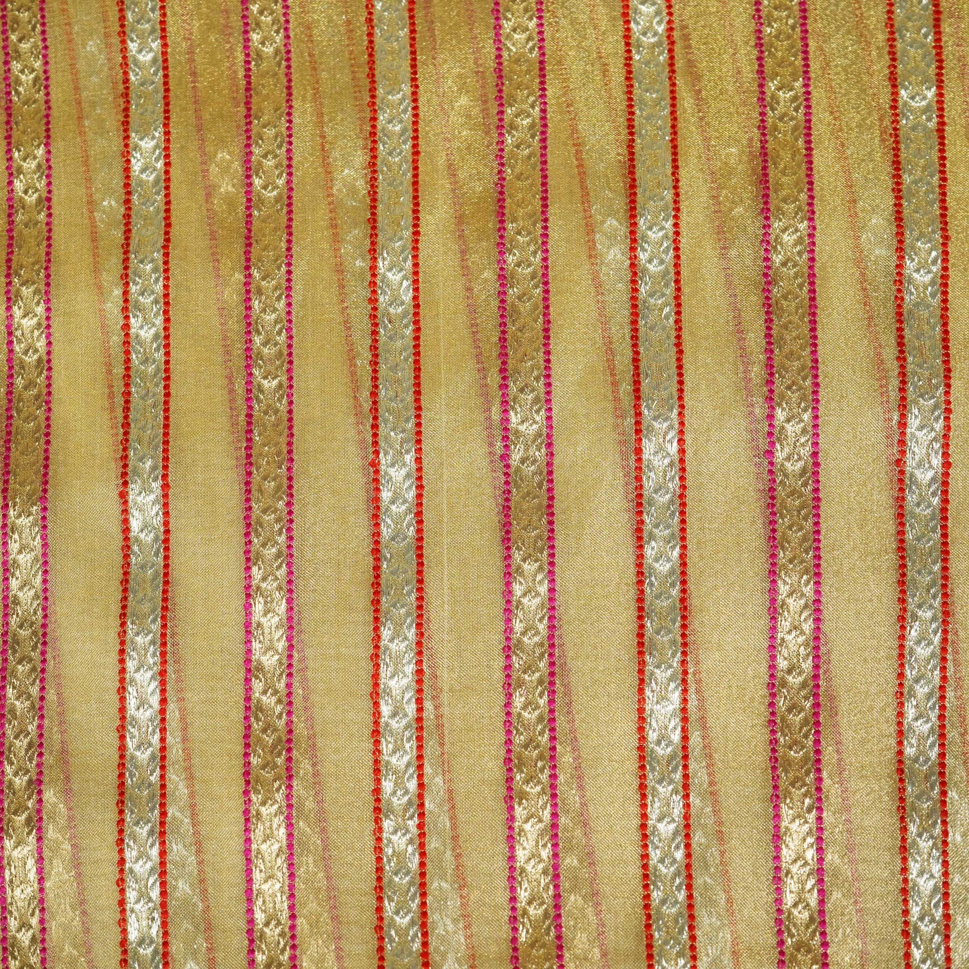 Golden Red and Pink Stripes Tissue Fabric 401 KRE-20387