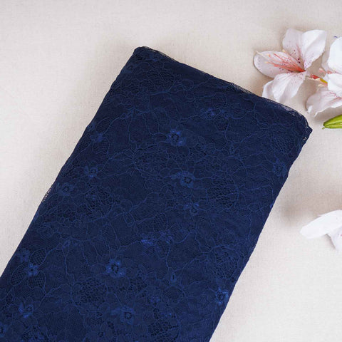 Navy Blue Floral Embroidery Lace Fabric LI-29204