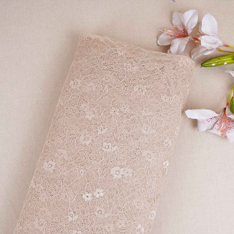 Peach Floral Embroidery Lace Fabric LI-29205