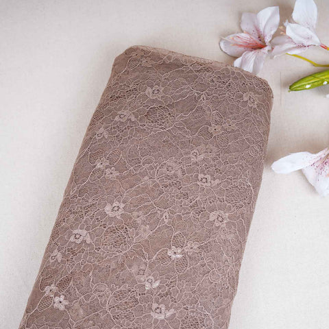 Light Brown Floral Embroidery Lace Fabric LI-29206