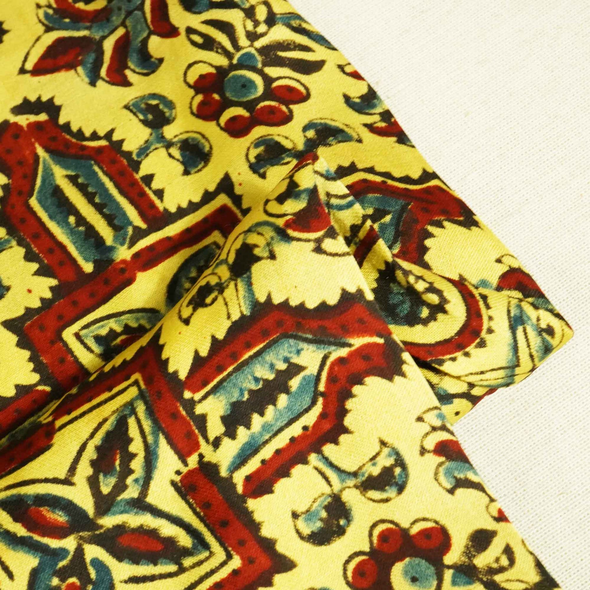 Yellow Ajrakh Print Modal Silk Fabric 0094 IA-20742  