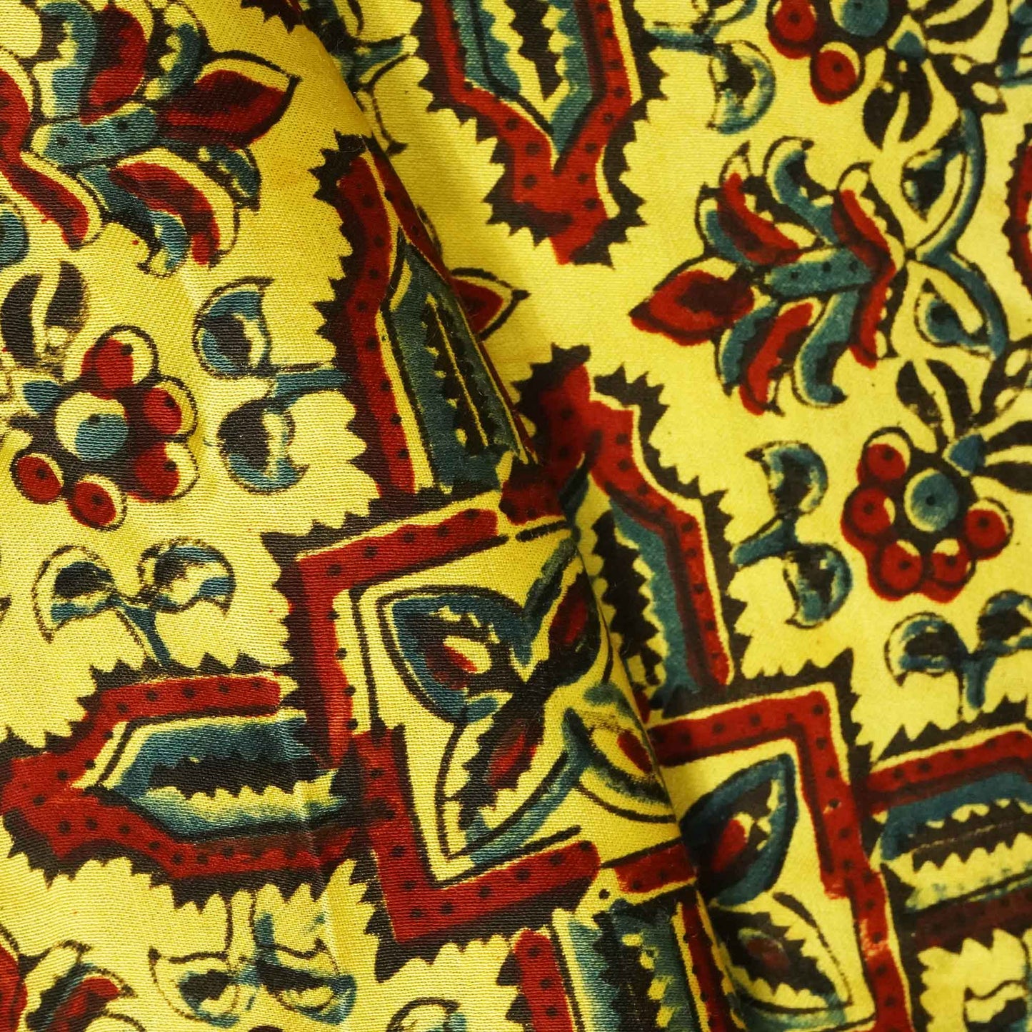Yellow Ajrakh Print Modal Silk Fabric 0094 IA-20742  