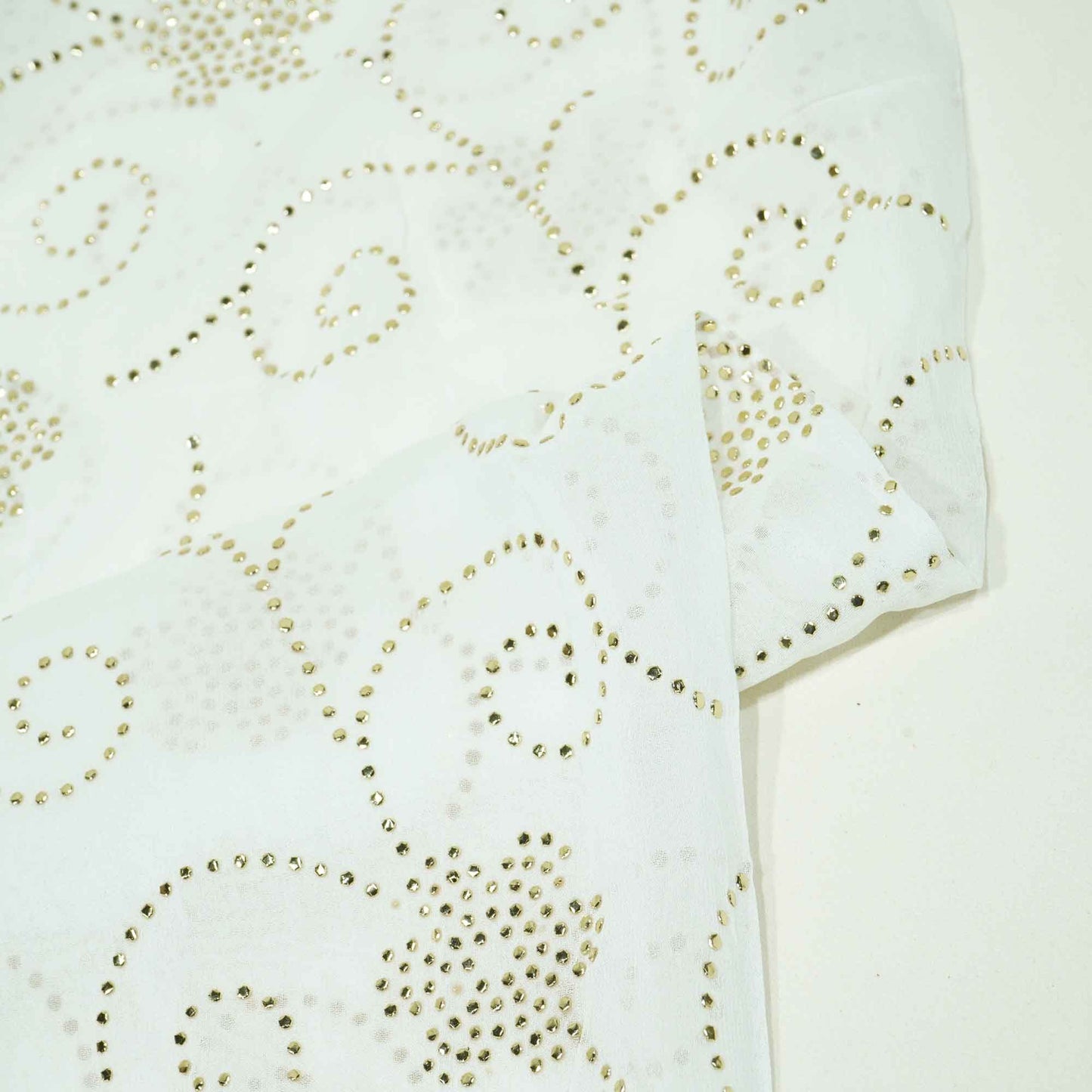 White Floral Mukaish Work Georgette Dyeable Fabric 1289 GT-20774  