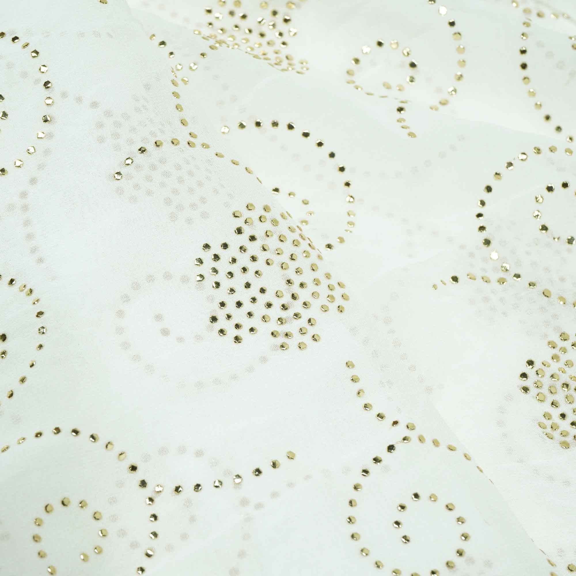 White Floral Mukaish Work Georgette Dyeable Fabric 1289 GT-20774  
