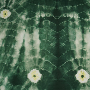 Dark Green Shibori Print Russian Silk Fabric 20780