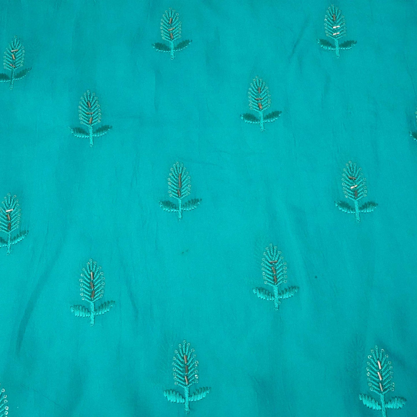 Sky Blue Cutdana Thread Embroidery Organza Fabric 404 SD-20785