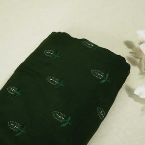 Olive Green Cutdana Thread Embroidery Organza Fabric 404 SD-20787