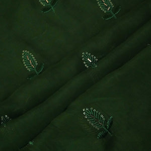 Olive Green Cutdana Thread Embroidery Organza Fabric 404 SD-20787