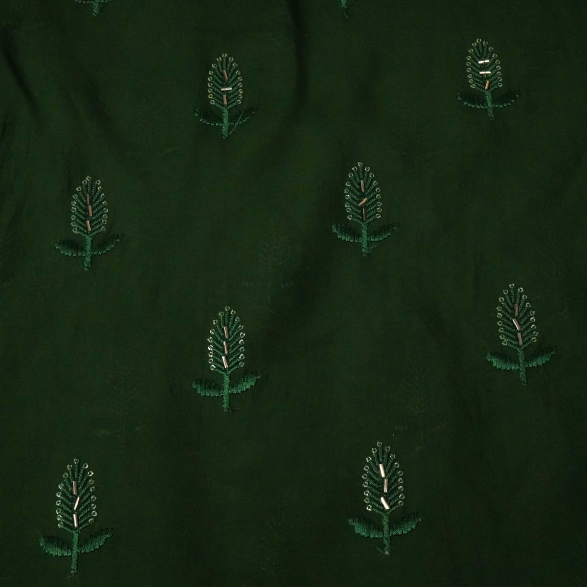 Olive Green Cutdana Thread Embroidery Organza Fabric 404 SD-20787