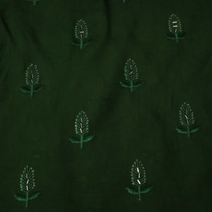 Olive Green Cutdana Thread Embroidery Organza Fabric 404 SD-20787