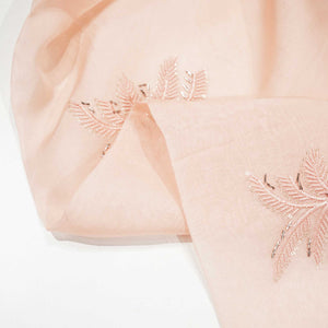 Peach Cutdana Embroidery Organza Fabric 417 SD-20828