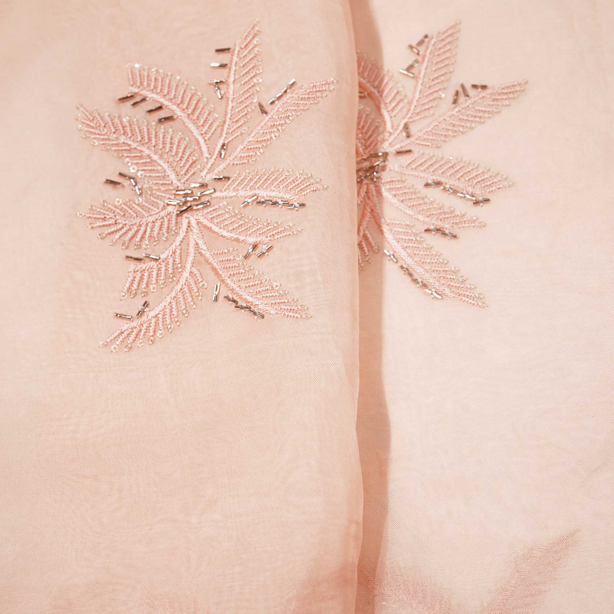 Peach Cutdana Embroidery Organza Fabric 417 SD-20828