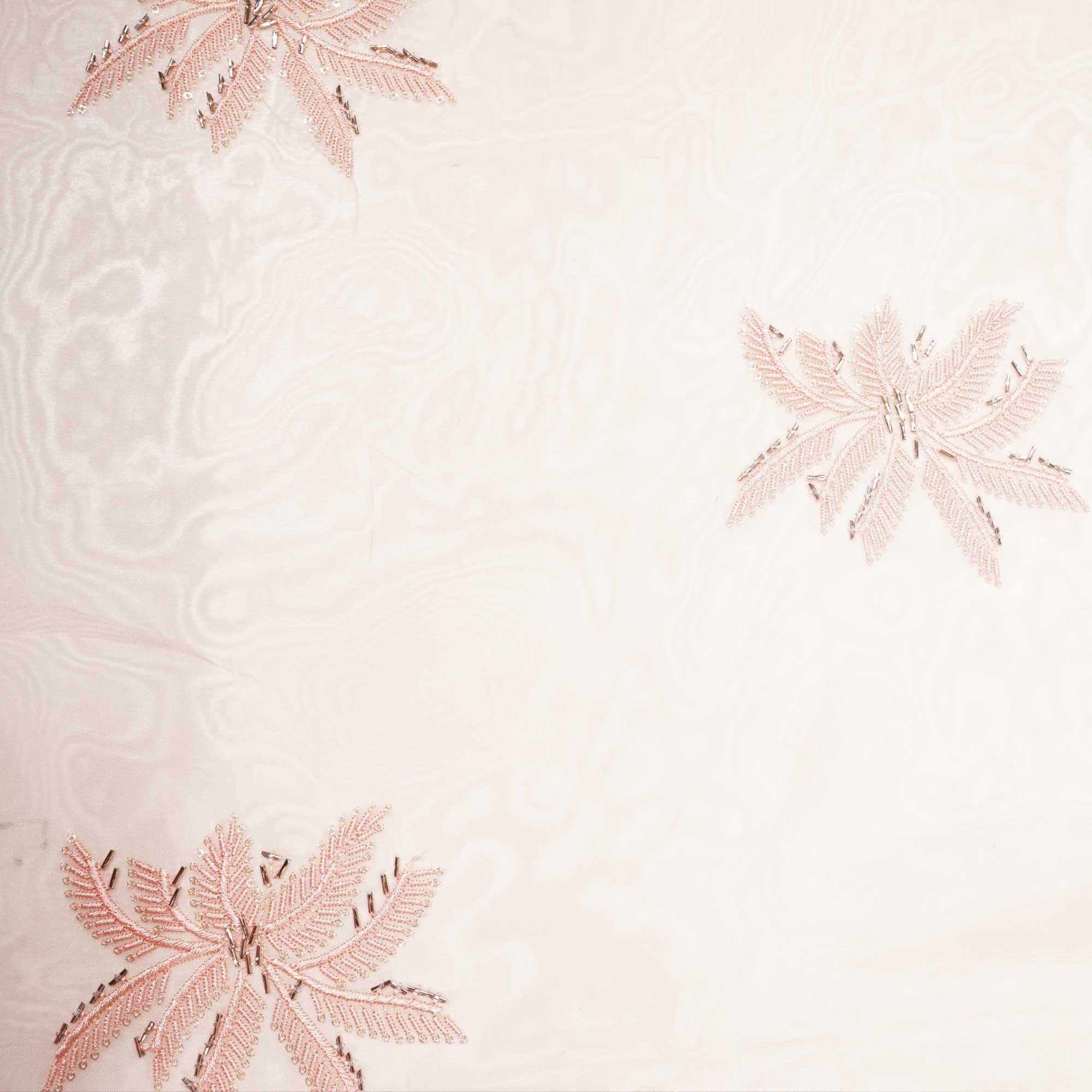 Peach Cutdana Embroidery Organza Fabric 417 SD-20828