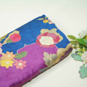 Magenta Floral Print Bemberg Silk Fabric 3900 GT-20838