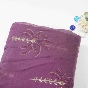 Wine Thread Sequins Embroidery Organza Fabric 390 SD-20855