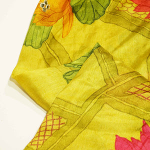 Green Floral Embroidery Tissue Silk Fabric 3302 GT-20864