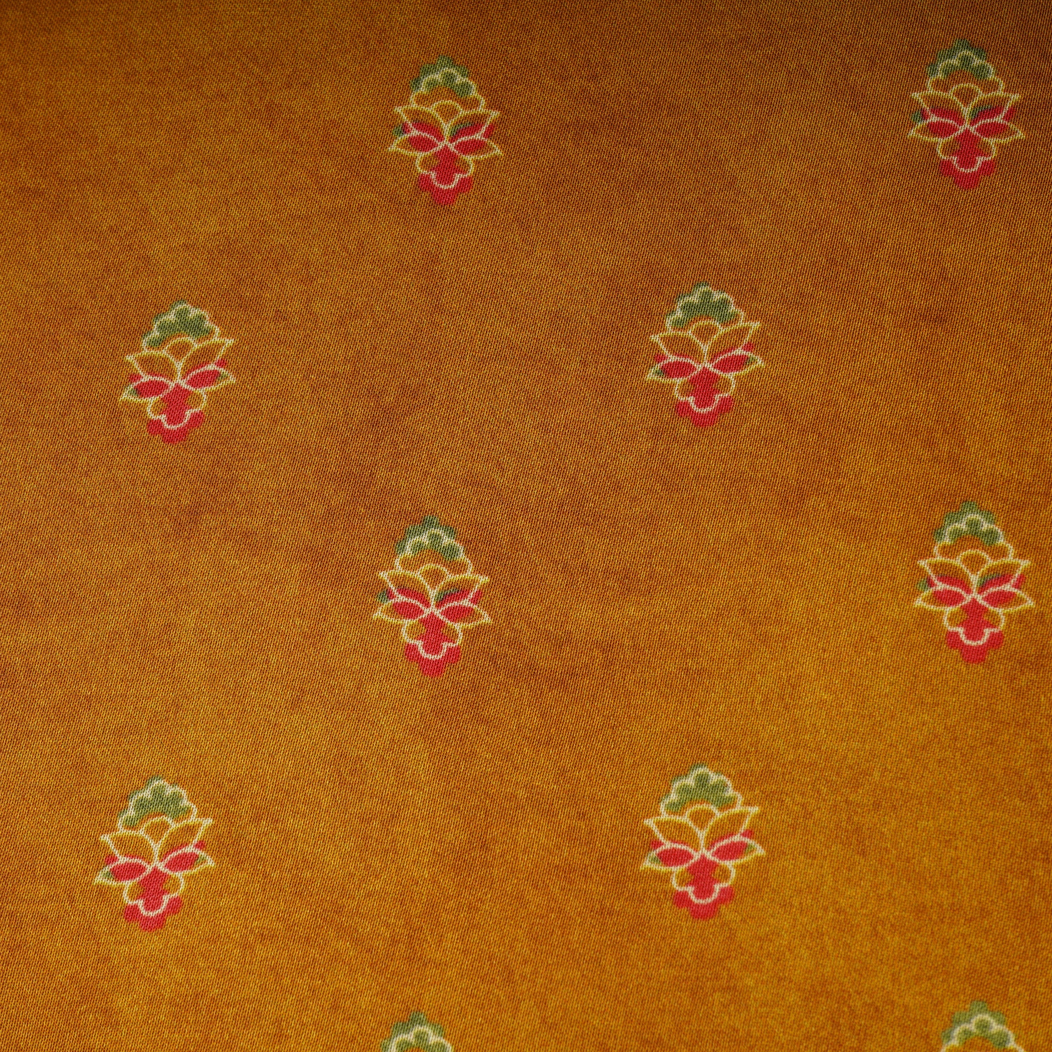 Brown Floral Print Bemberg Silk Fabric 20875 - TradeUNO