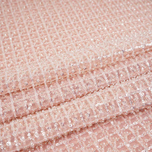 Beige Cutdana & Pearl Embroidery Net Fabric 20890 - TradeUNO