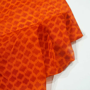 Orange Geometrical Print Organza Fabric 2431 MTF-20934