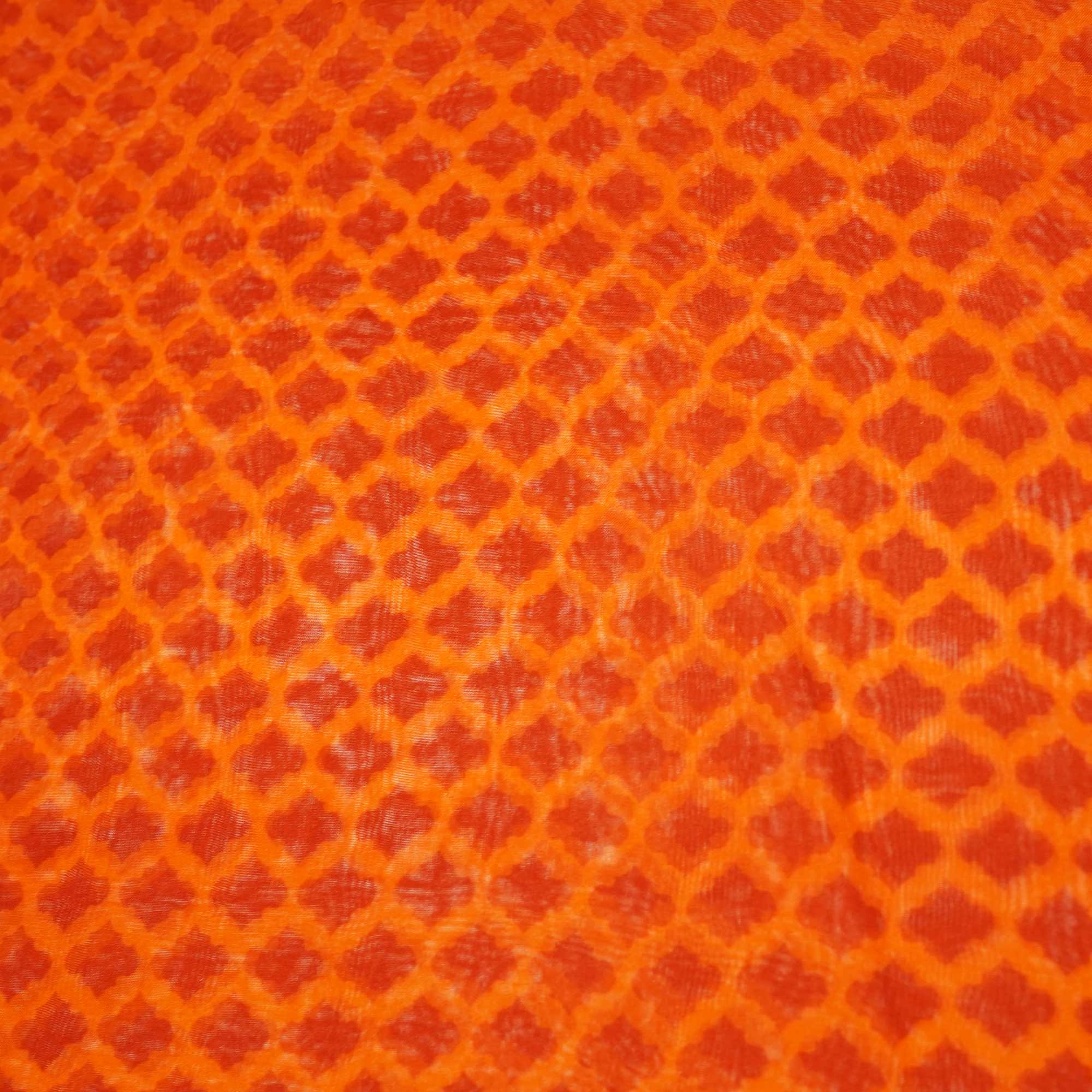 Orange Geometrical Print Organza Fabric 2431 MTF-20934