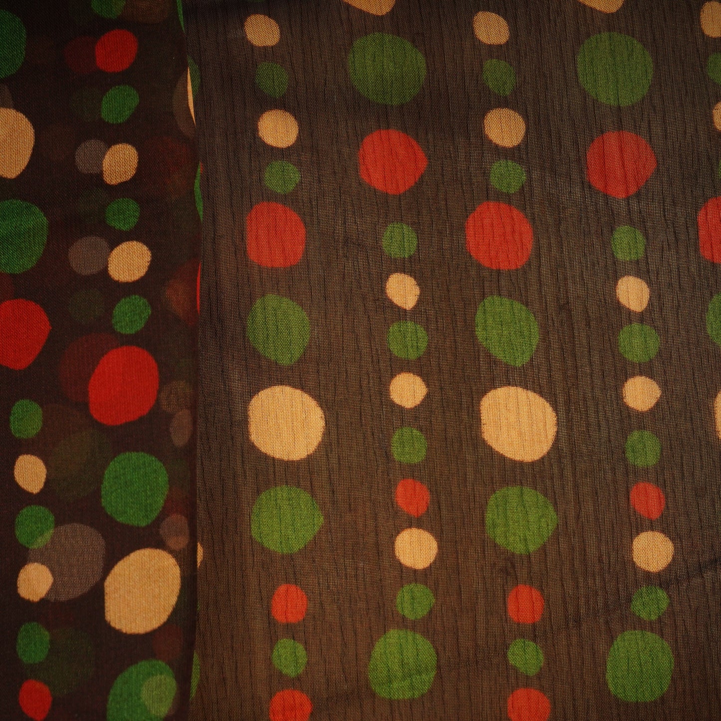 Brown Polka Dot Print Organza Fabric 20938