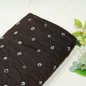 Brown Bandhani Print Russian Silk Fabric 01331 GT-20940