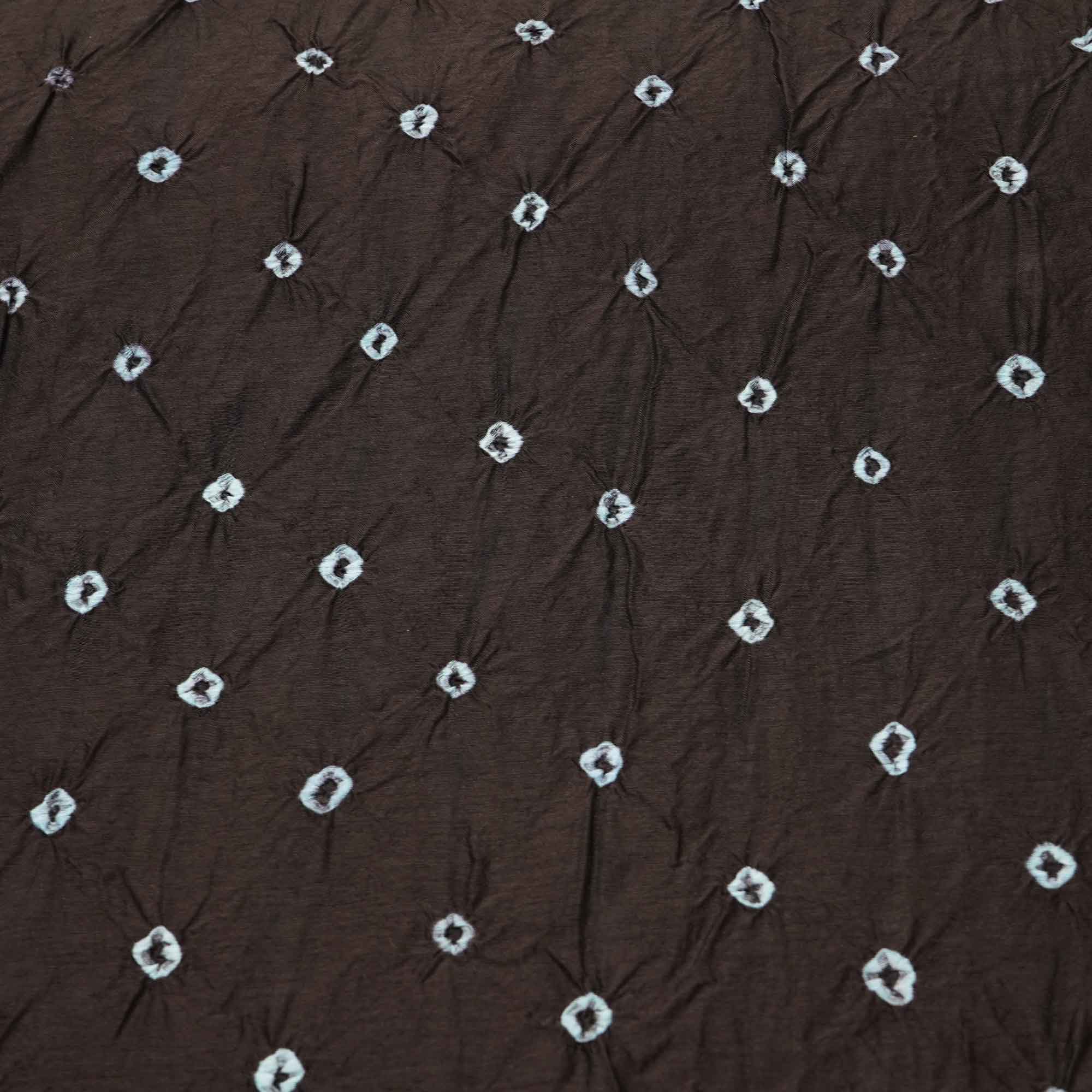 Brown Bandhani Print Russian Silk Fabric 01331 GT-20940