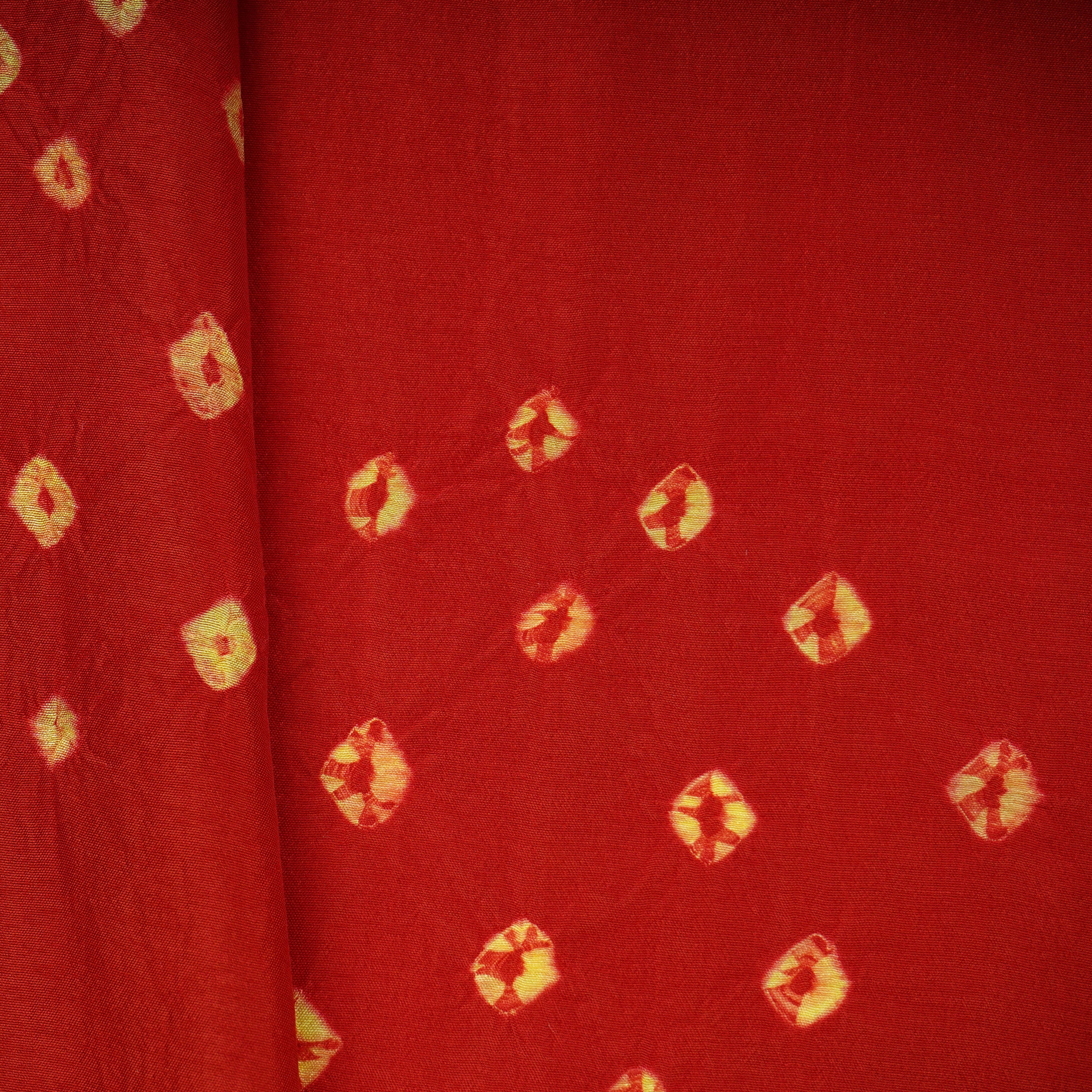 Brick Red Bandhani Print Russian Silk Fabric 20946 - TradeUNO