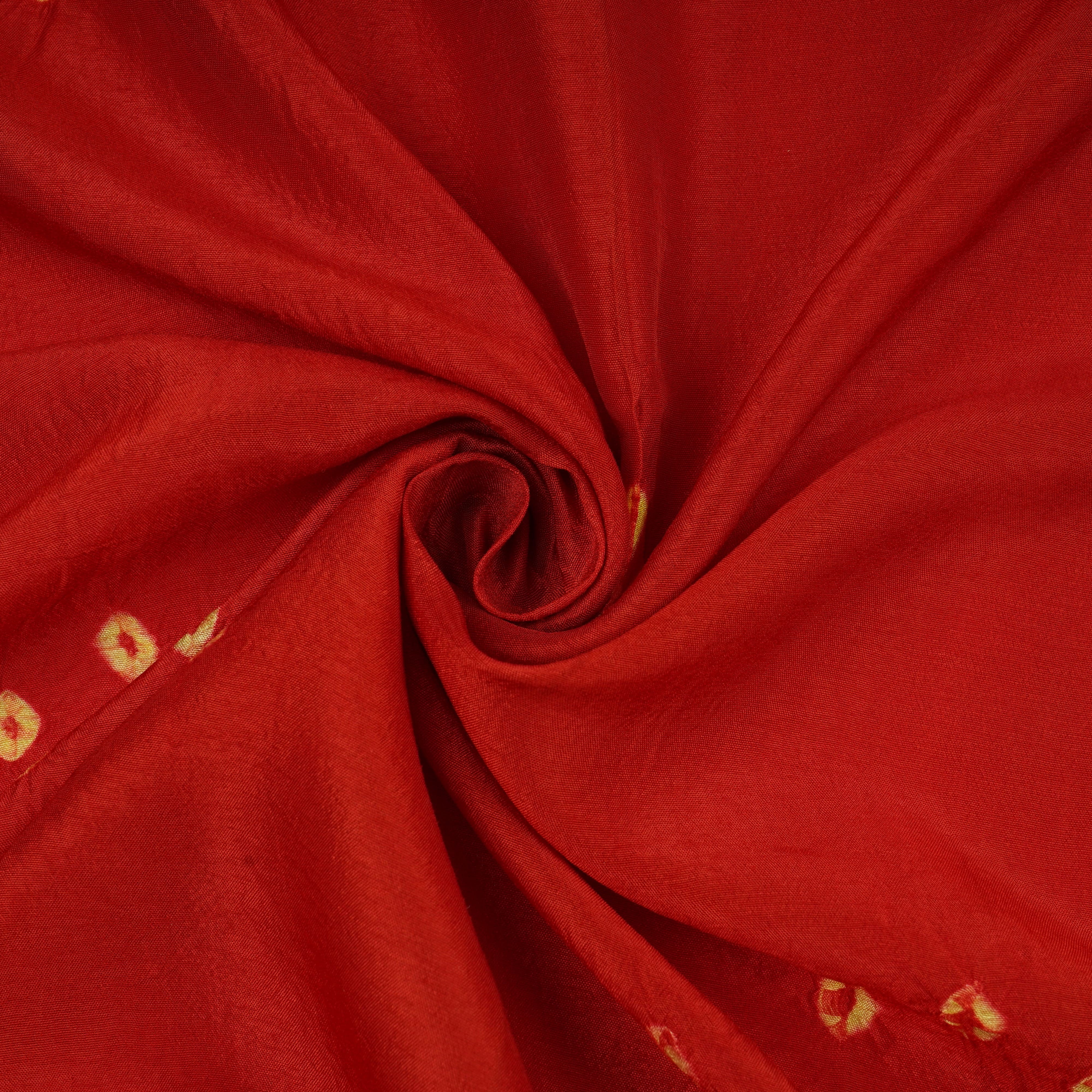 Brick Red Bandhani Print Russian Silk Fabric 20946 - TradeUNO