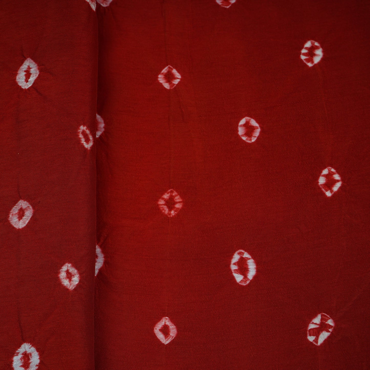 Red Bandhani Print Russian Silk Fabric 20947