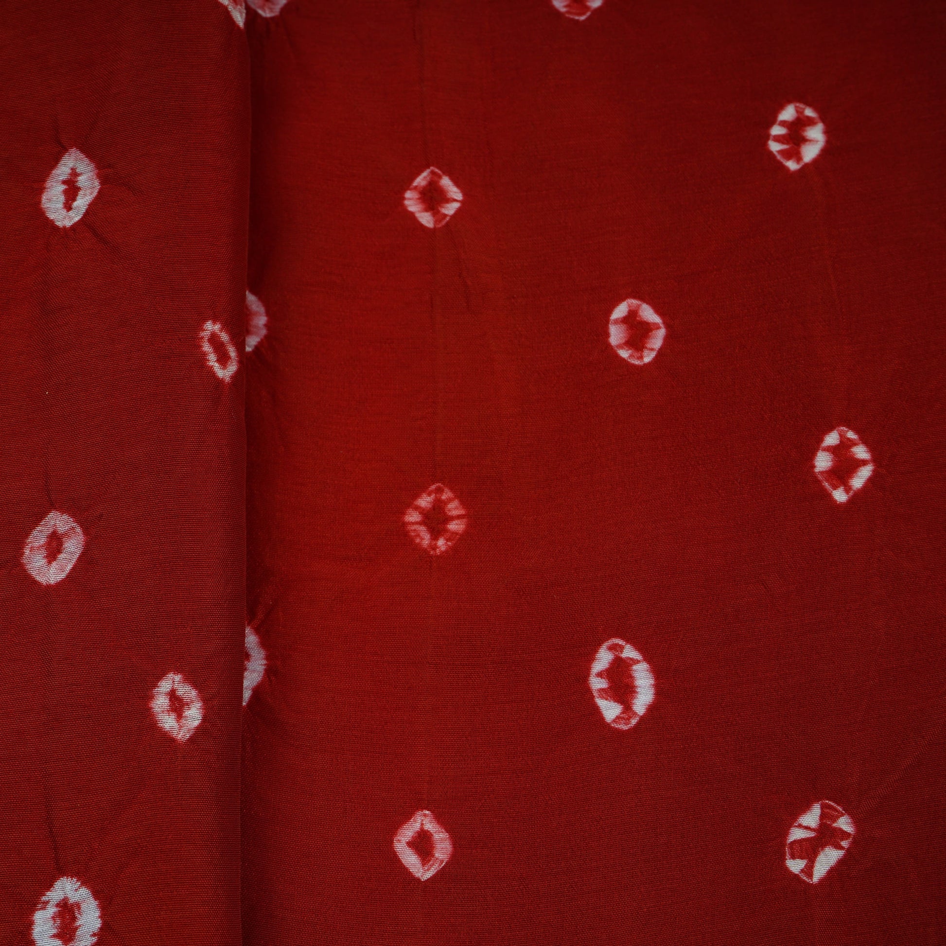 Red Bandhani Print Russian Silk Fabric 20947