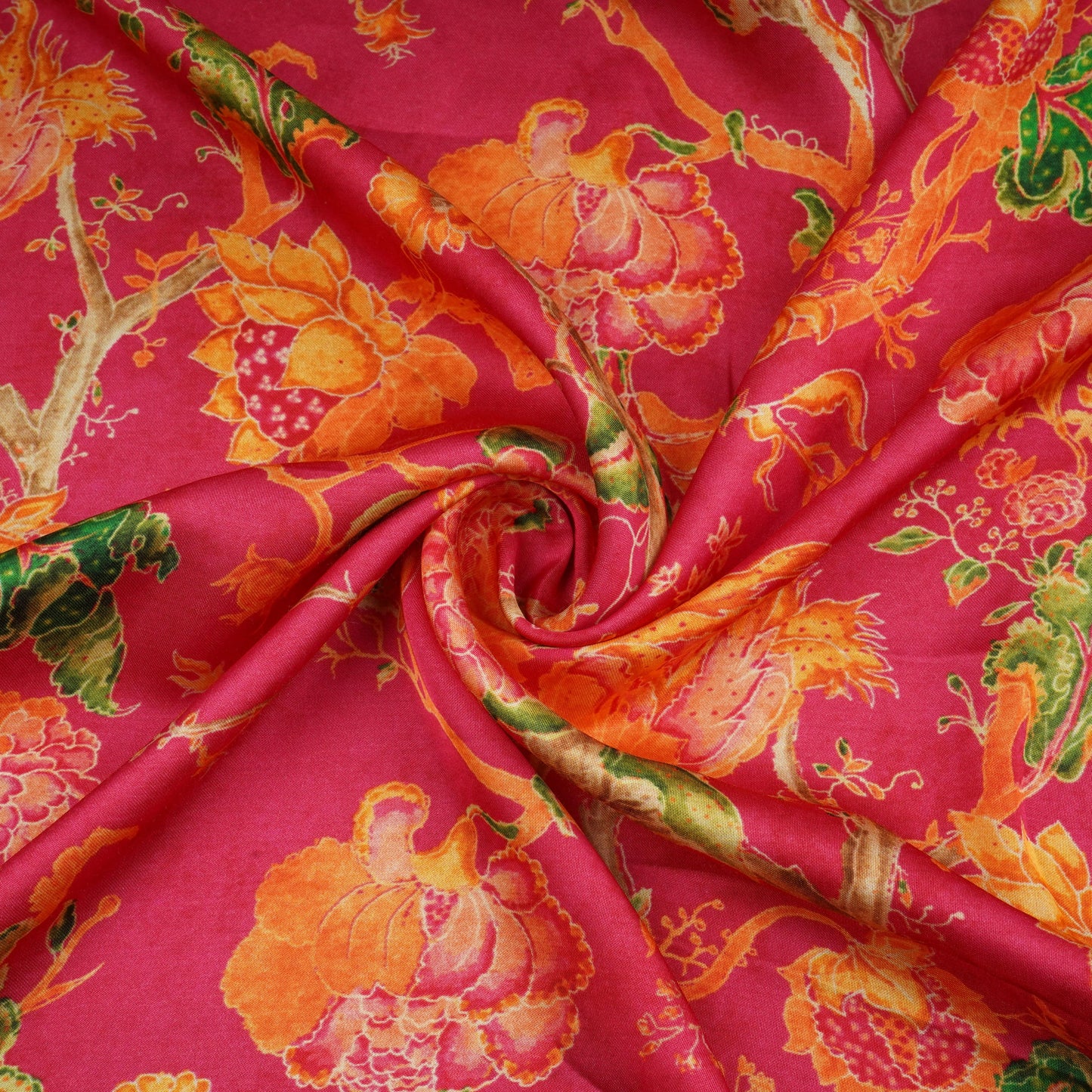 Magenta Floral Print Bemberg Gajji Silk 20957