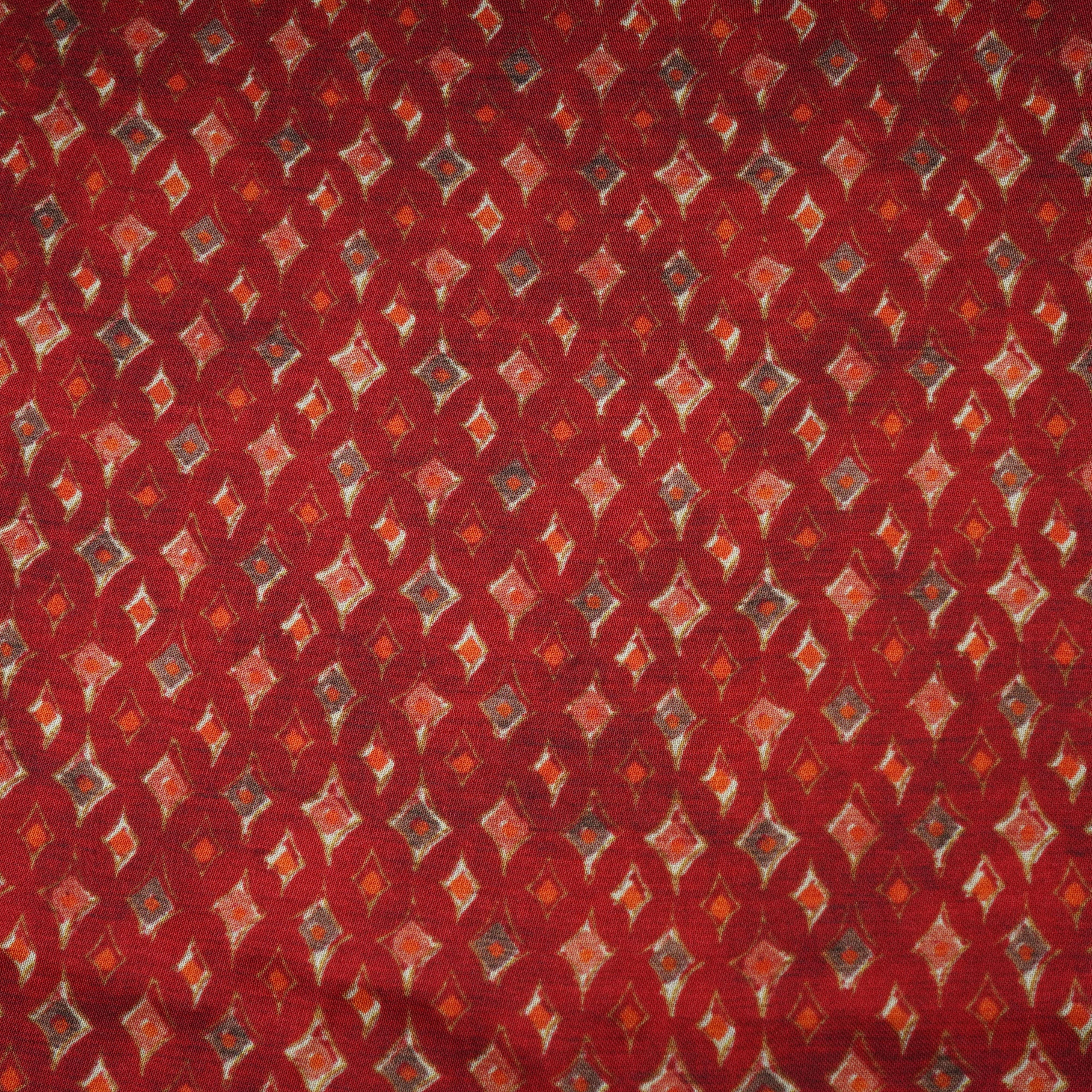 Brown Geometrical Print Bemberg Gajji Silk 20961 - TradeUNO